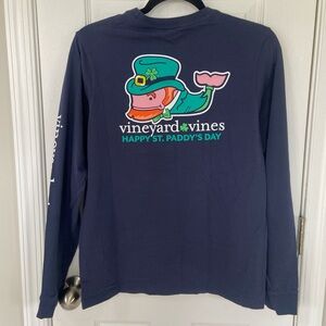 Vineyard Vines St. Paddy's Day Long Sleeve Shirt Navy Kids XL